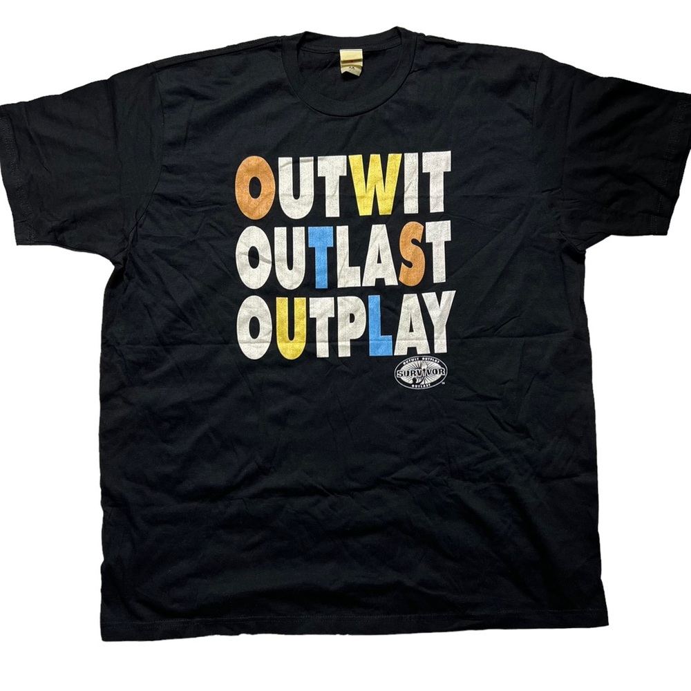 NWOT Logo Vision Survivor Outwit Outlast Outplay SS Graphic T-Shirt Men’s 2X